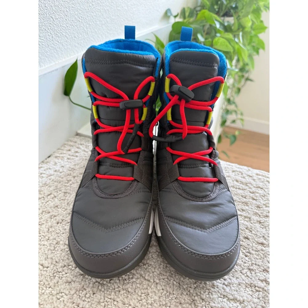 NEW Sorel Whitney II Short Lace YOUTH 6 Waterproof Boots 38 JET SEA SALT